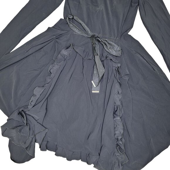 H.I.G.H Black Long Sleeve Lace Collar Dress With Bow ruffles Gothic Victorian 29 - Picture 10 of 12